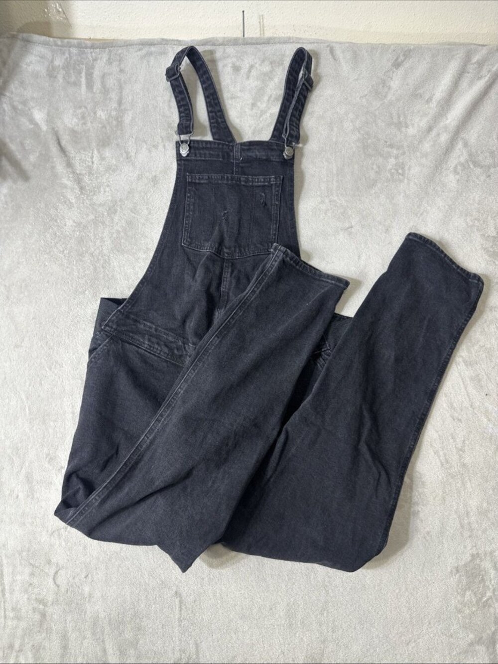 Old Navy Maternity Black Denim Overalls Size 10 Long Straight Leg Adjustable